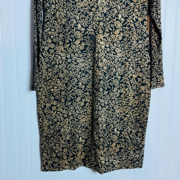 Peruvian Connection Sheath Dress Long Sleeve Brown Black Knee Length Large - Picture 9 of 10